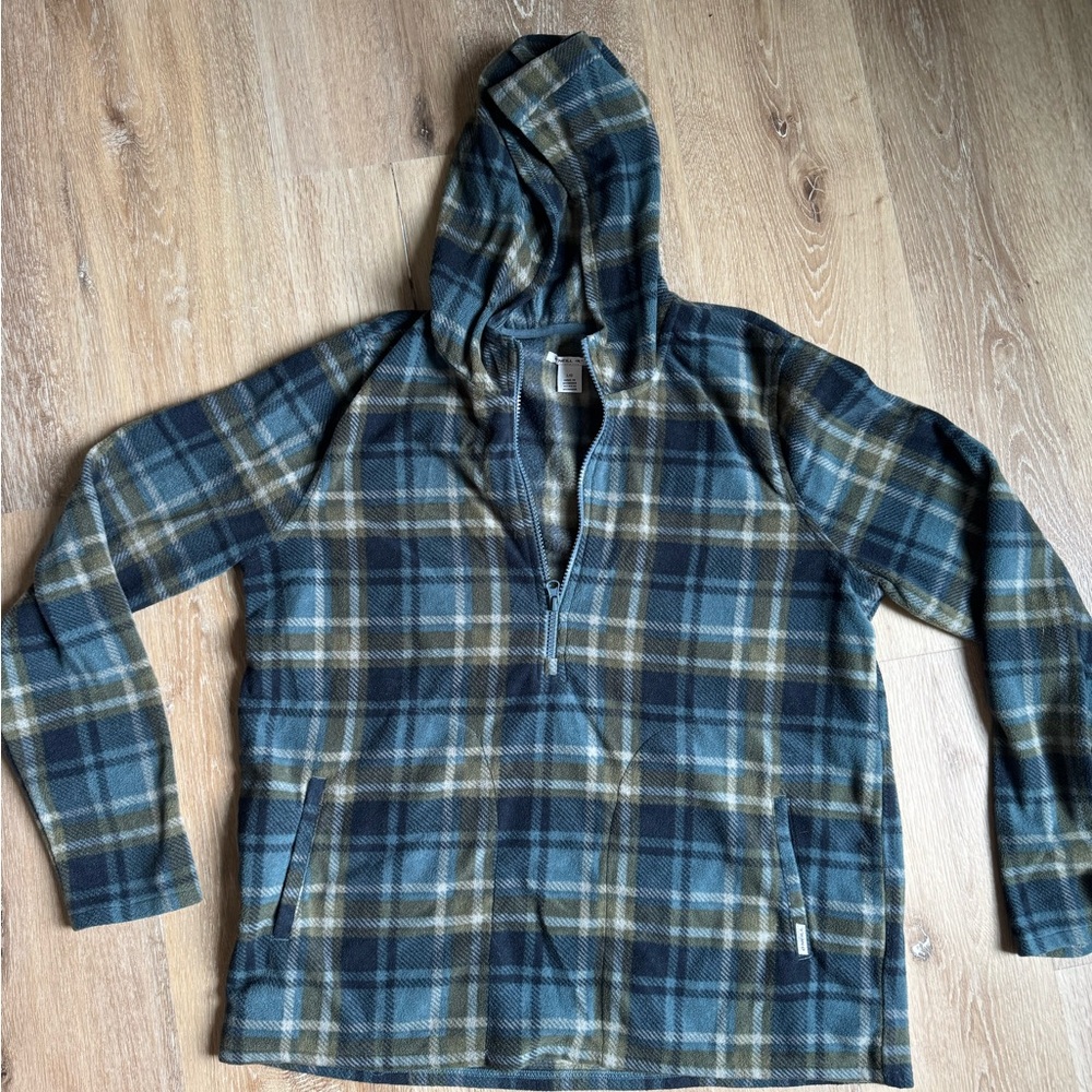 O'Neill Blue and Green Plaid Zip Pullover